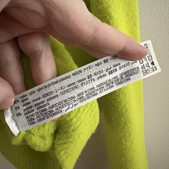 Zara Women S Lime Green Crew Neck Long Sleeve Soft Touch Cropped Knit Sweater - Picture 10 of 11